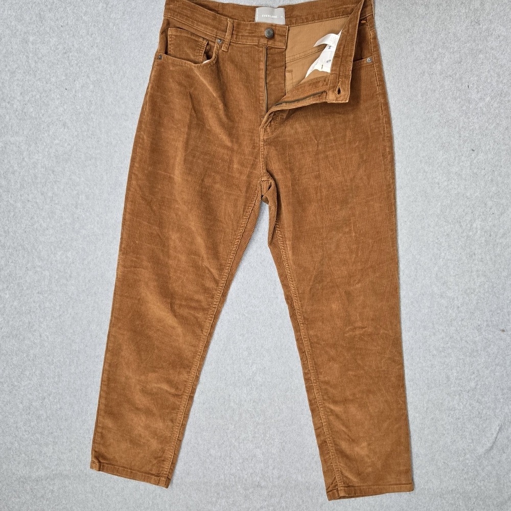 Everlane Women Pants 30 Brown Corduroy Baby Cord Cheeky Button 27" Inseam